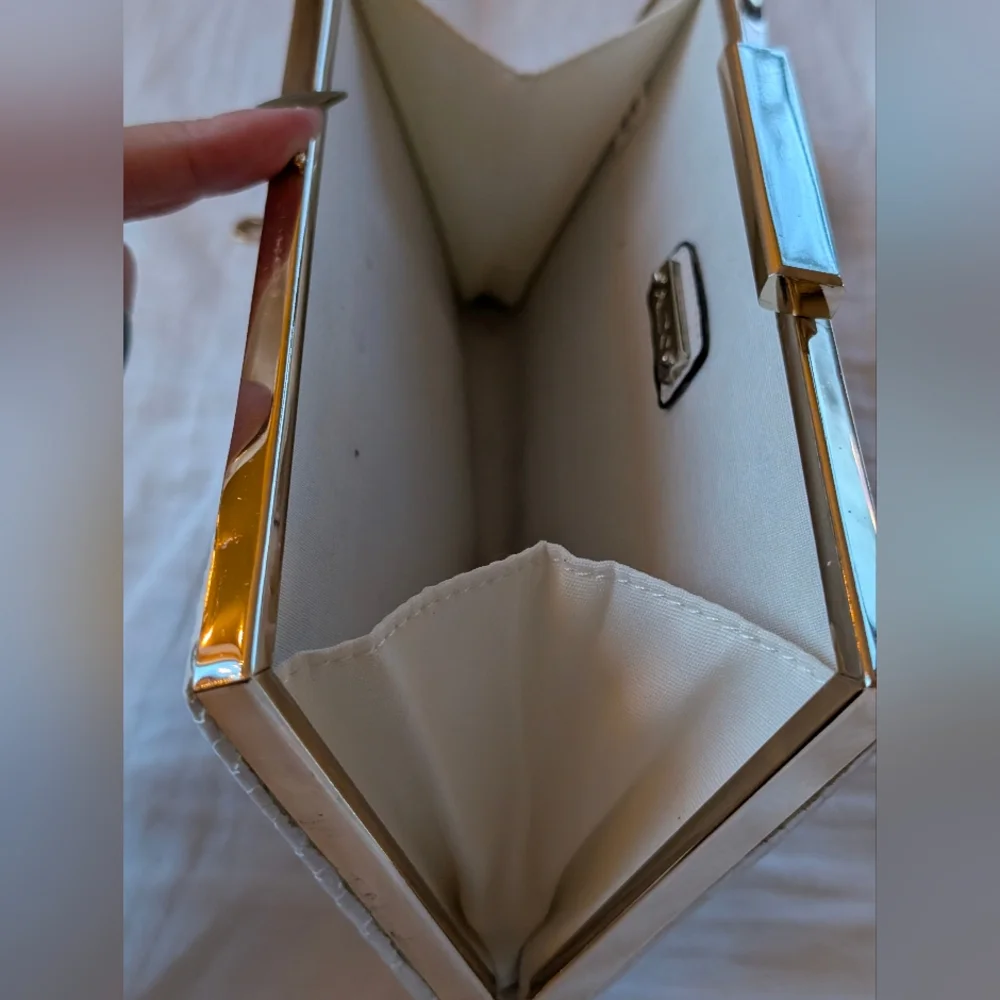 ALDO White Clutch with Gold Accents - Picture 5 of 5